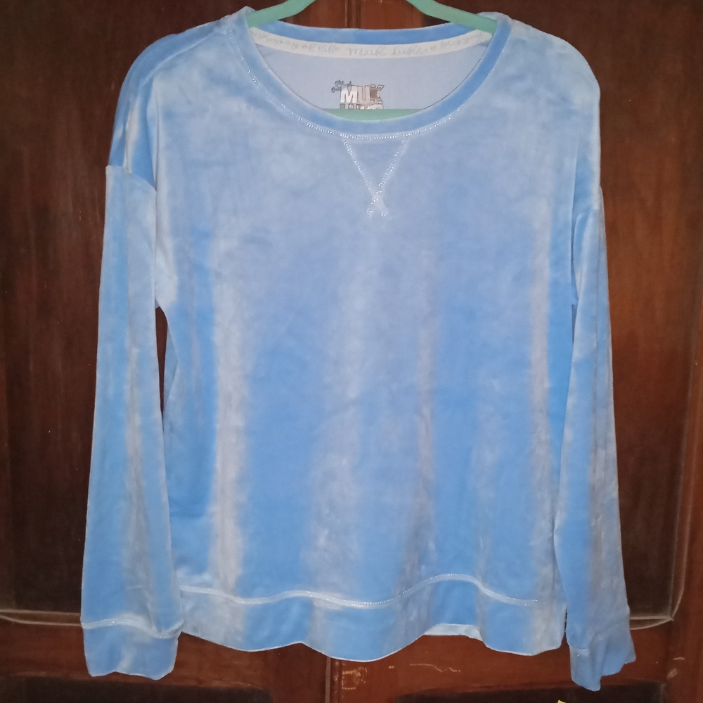 Muk Luks Light Blue Crew Neck Sweatshirt
